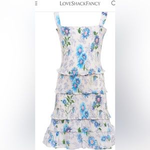 NWT LoveShackFancy Clancey Smocked Mini Dress in Blueberry Cloud Size 5-6Y